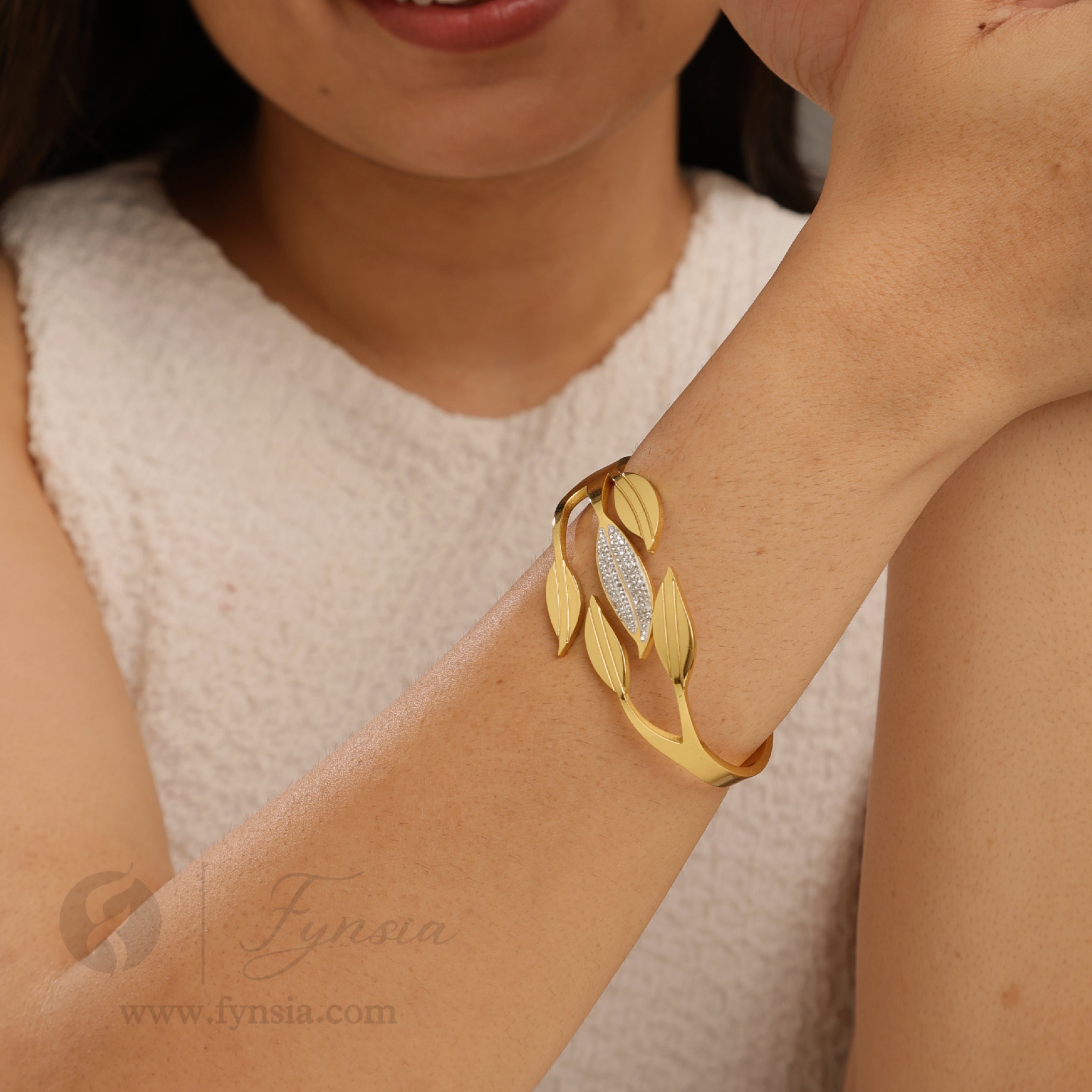 Grace Golden Anti Tarnish Kada – Stainless Steel Bracelet | Fynsia