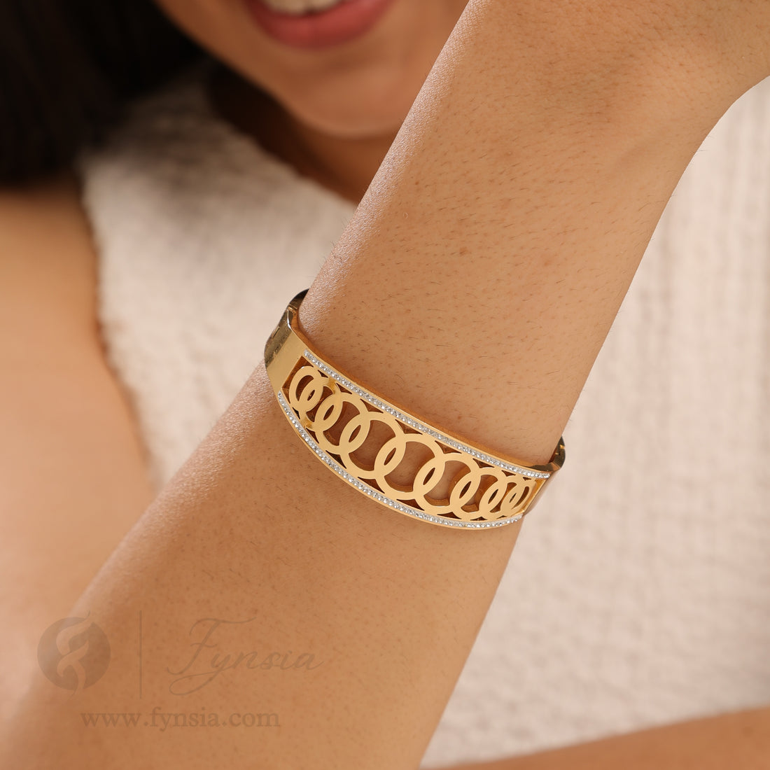 Malvika Golden Anti Tarnish Kada – Stainless Steel Bracelet | Fynsia