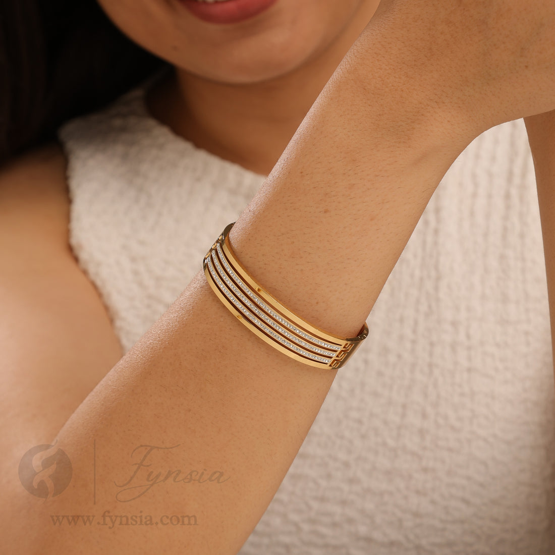 Noor Golden Anti Tarnish Kada – Stainless Steel Bracelet | Fynsia