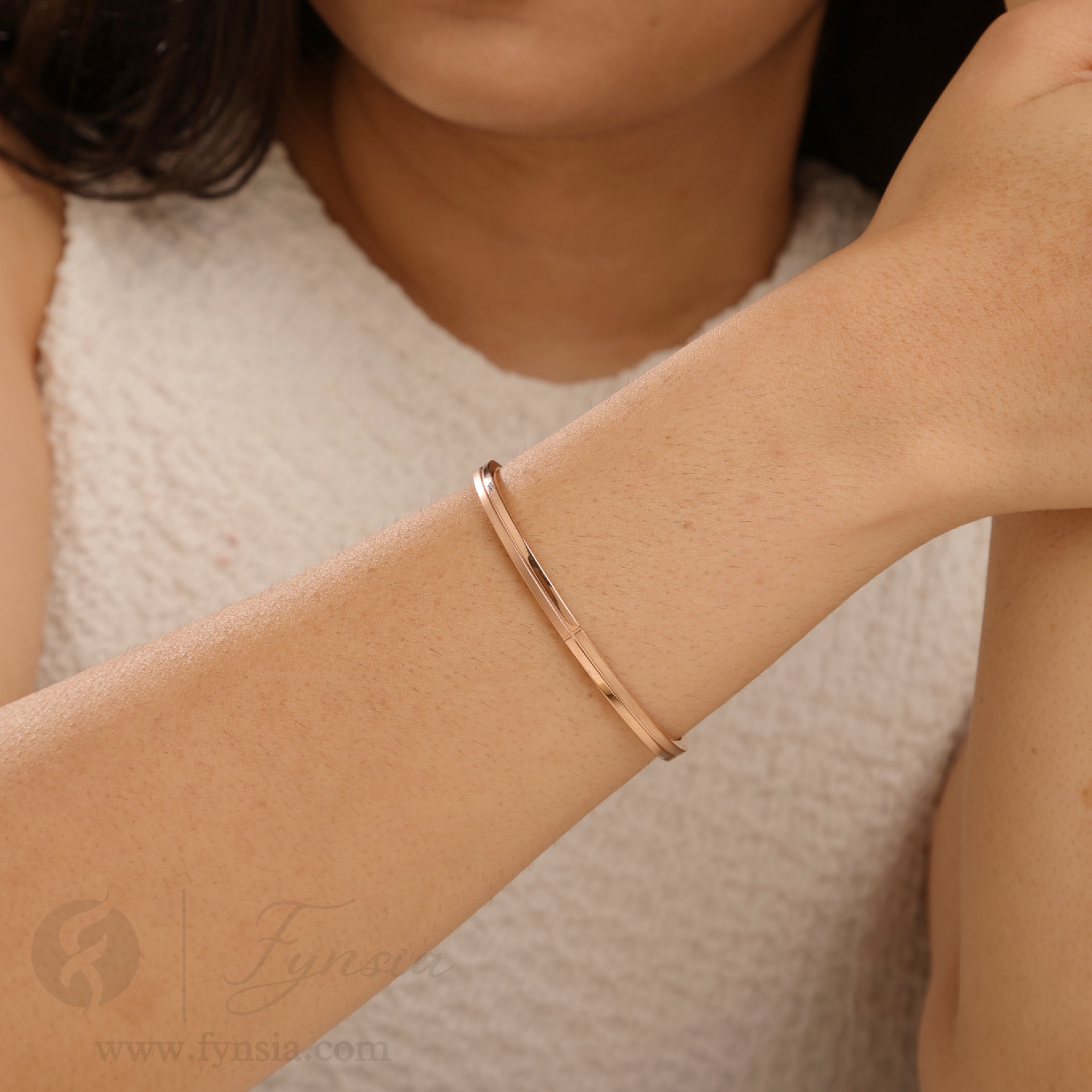 Mahira Rosegold Anti Tarnish Kada – Stainless Steel Bracelet | Fynsia