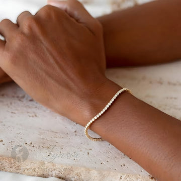 Golden Zirconia Tennis Bracelet - Anti Tarnish | Fynsia