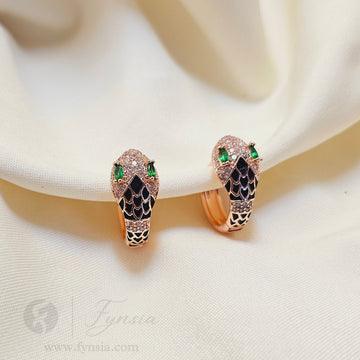 Rosegold Zirconia Venom Hoop Earrings | Fynsia