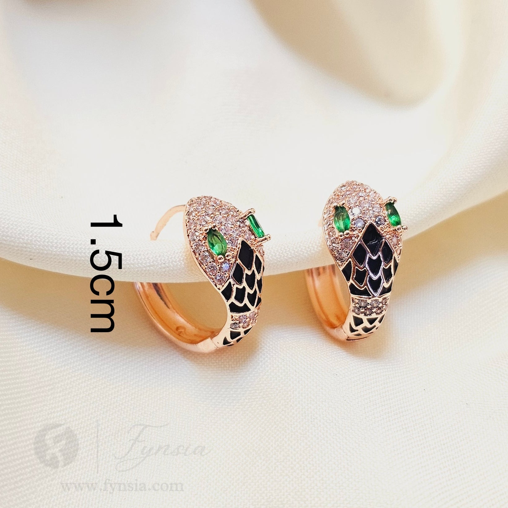 Rosegold Zirconia Venom Hoop Earrings | Fynsia