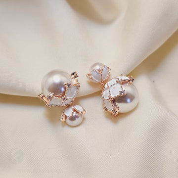 Dual Top White Enamel Stud | Fynsia