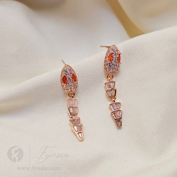 Rosegold Baguette Venom Earrings | Fynsia