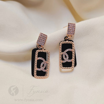 Rosegold Farqash Black Earring | Fynsia