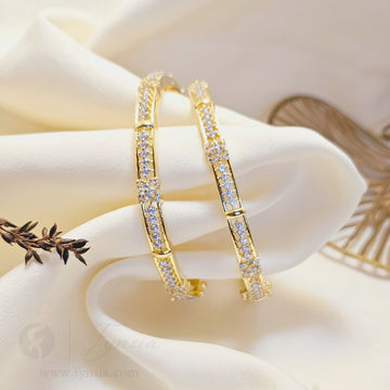 Muskan 18k Gold Tone 2pc American Diamond Bangles | Openable Lock | Fynsia