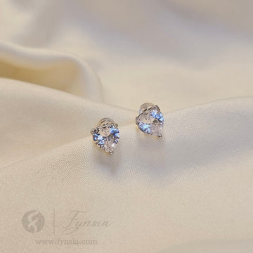 Silver Heart Solitaire Mini Earring Studs | Anti-Tarnish - Daily Wear |  Fynsia