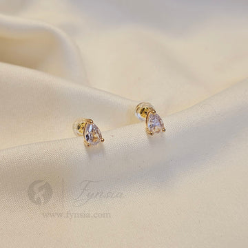 Tear Drop Solitaire Mini Earring Studs | Anti-Tarnish - Daily Wear |  Fynsia