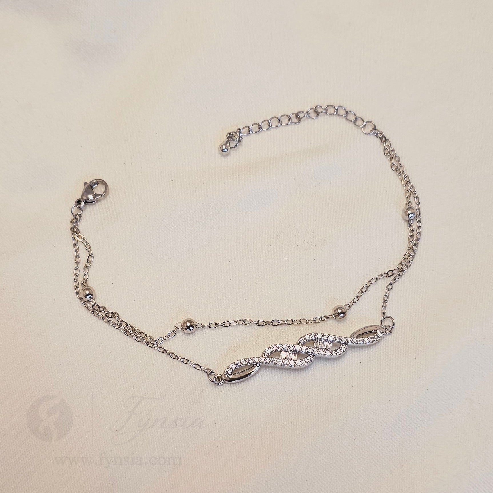Diana Silver Stainless Steel Adjustable Bracelet - Anti Tarnish | Fynsia