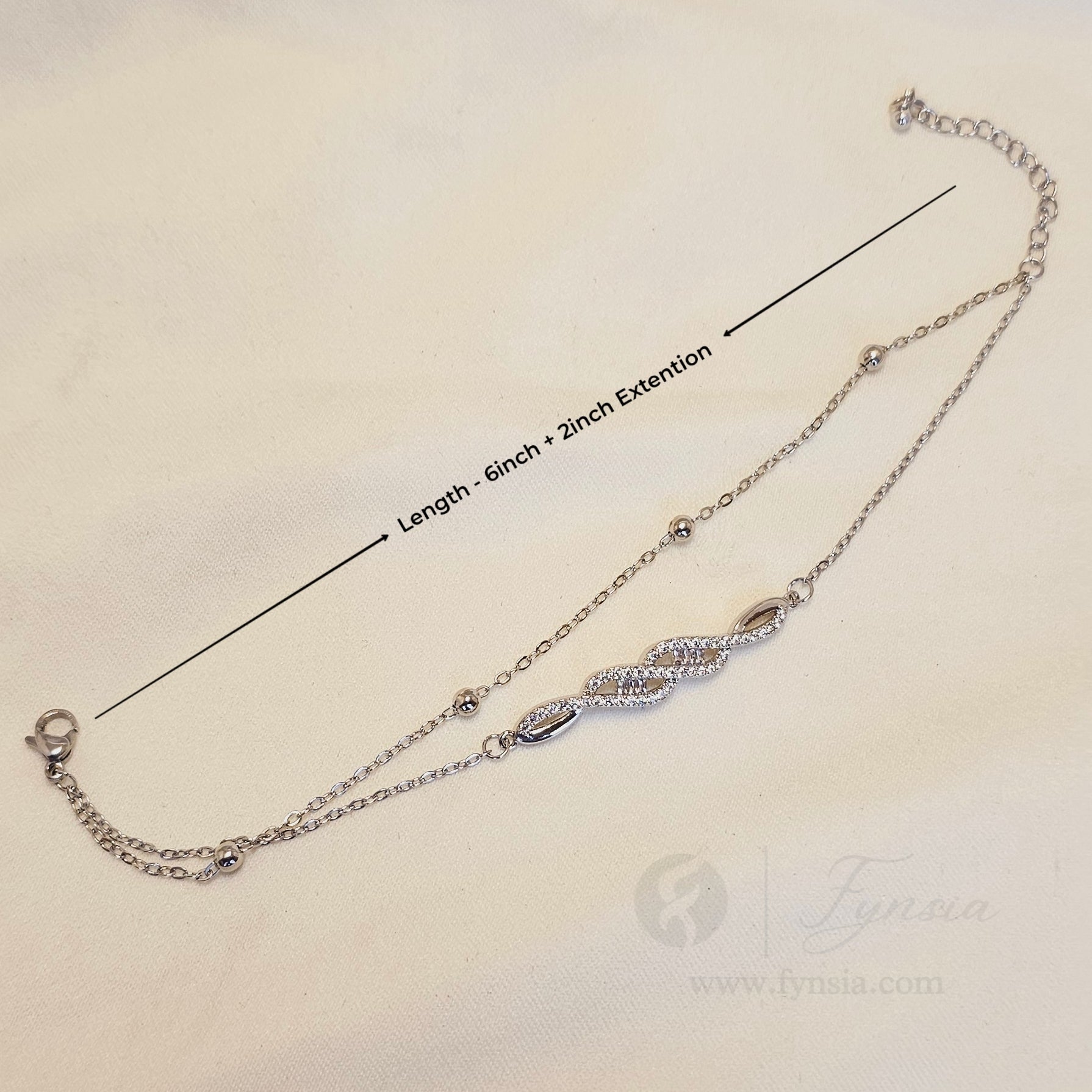 Diana Silver Stainless Steel Adjustable Bracelet - Anti Tarnish | Fynsia