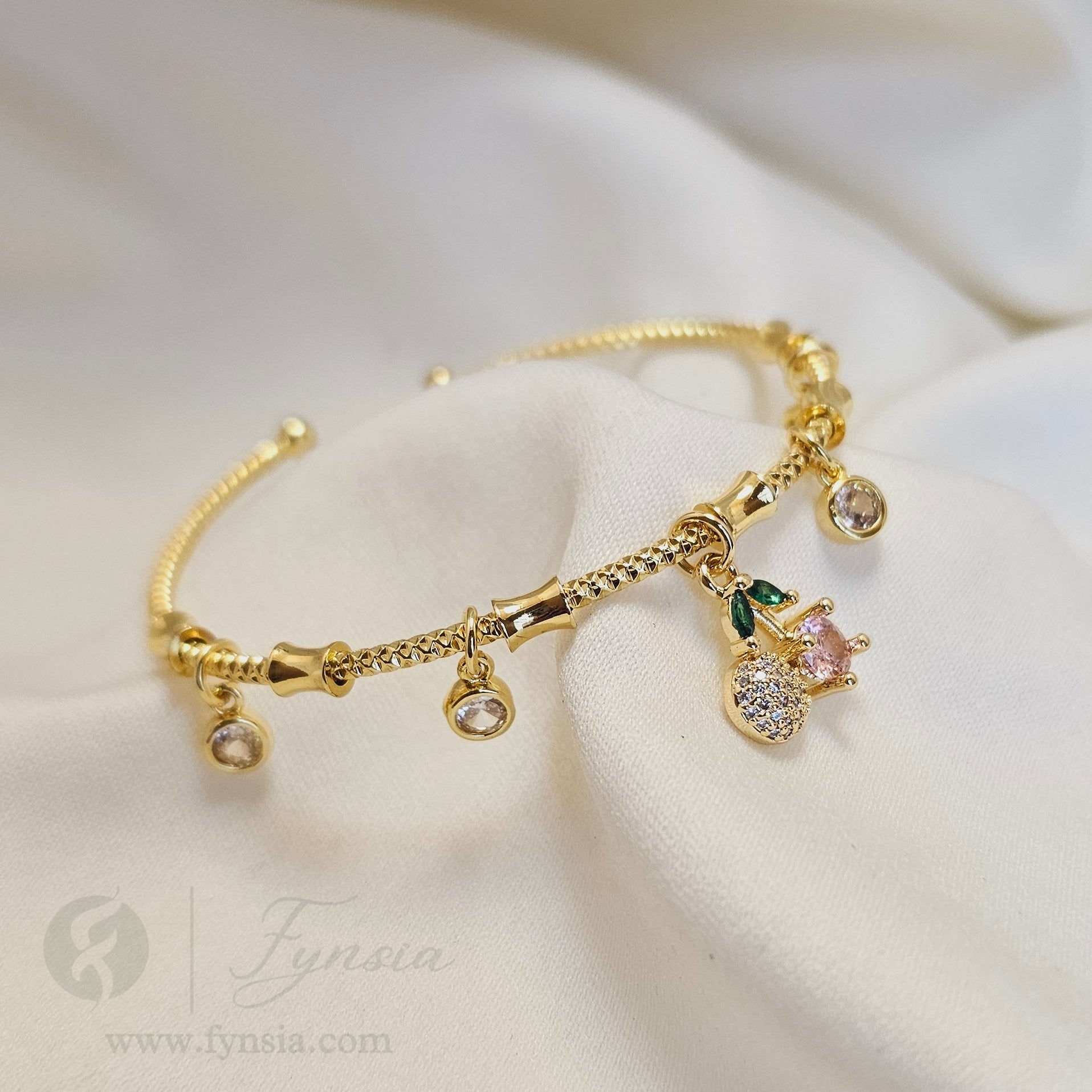 Cherry Charms Anti Tarnish Bracelet – Stainless Steel Kada | Fynsia