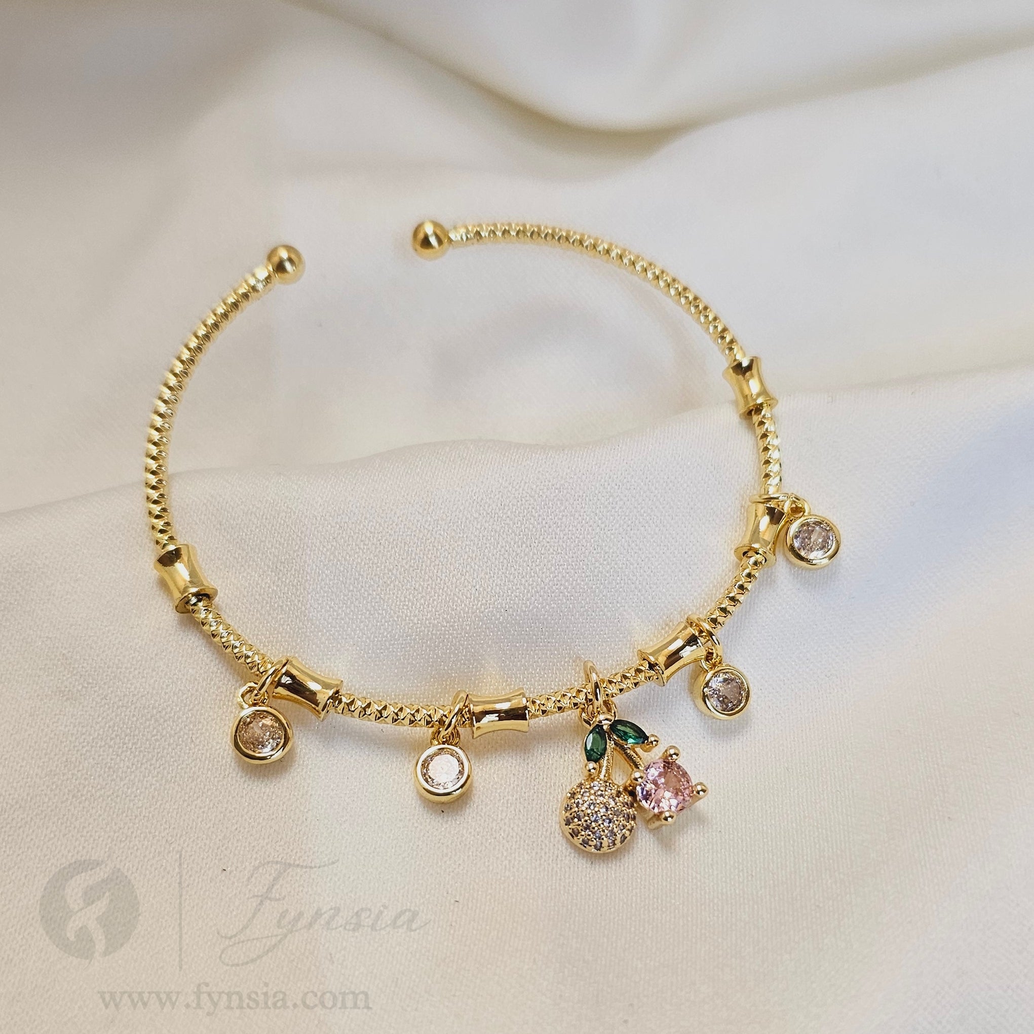 Cherry Charms Anti Tarnish Bracelet – Stainless Steel Kada | Fynsia