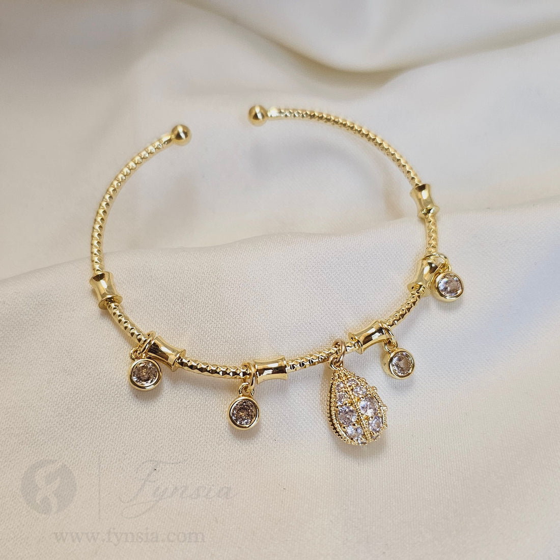 Droplet Charms Anti Tarnish Bracelet – Stainless Steel Kada | Fynsia