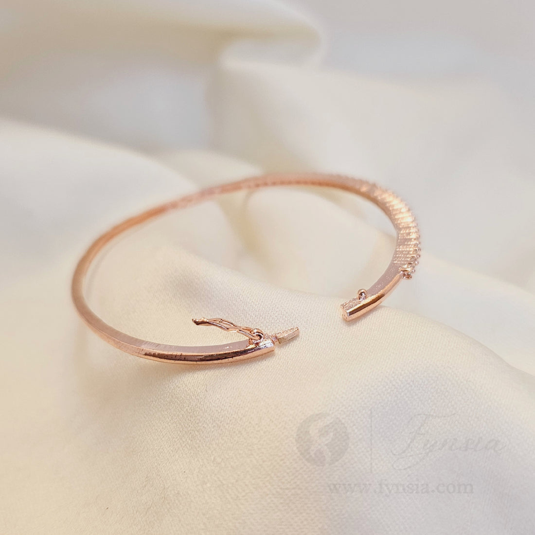 Sana Zirconia Bracelet – Rosegold Tone Kada | Fynsia
