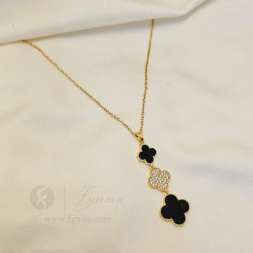 Sierra Clover Long Neckchain – 18K Gold Tone Stainless Steel | Fynsia