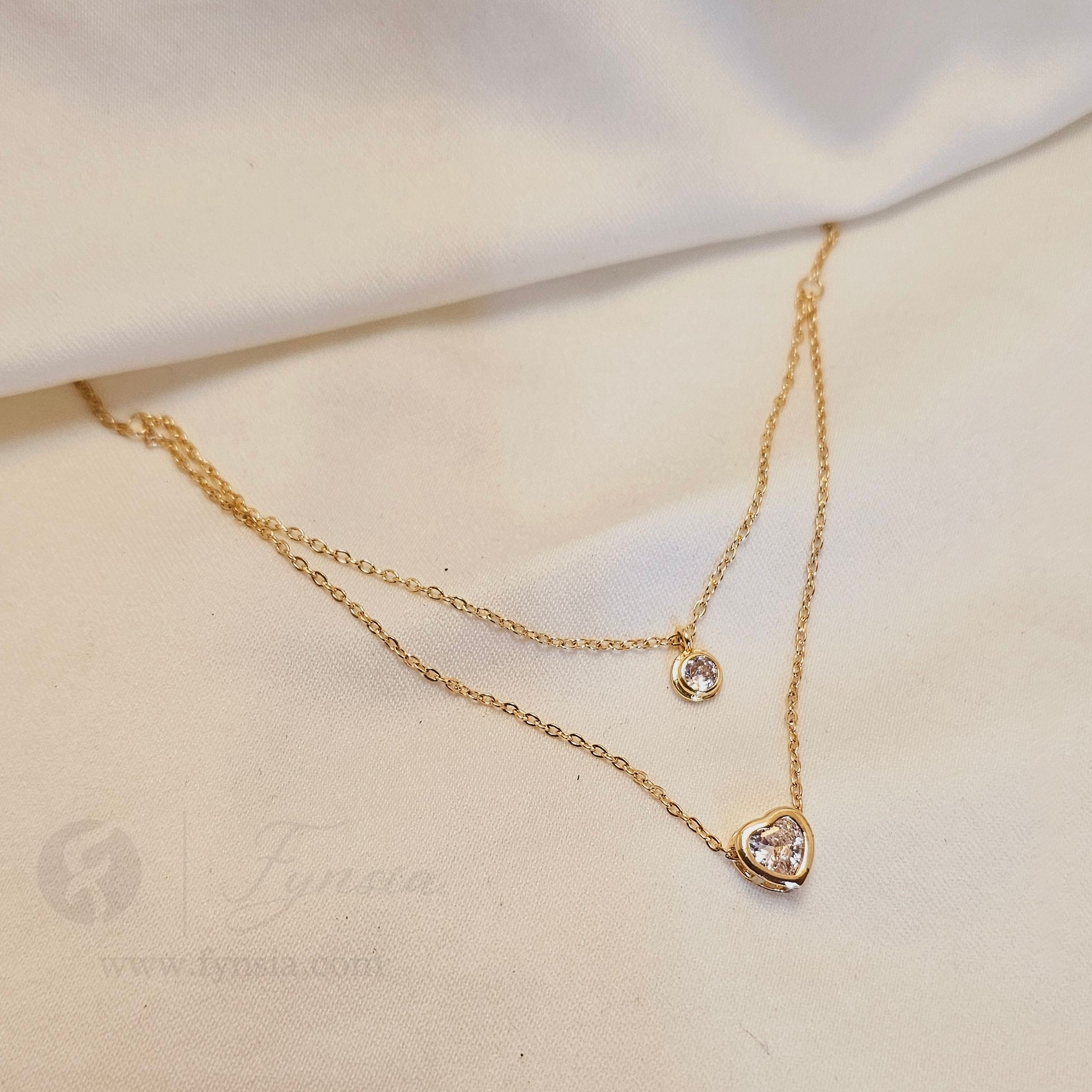 Heart Dual Layered Neckchain – 18K Gold Tone Stainless Steel | Fynsia