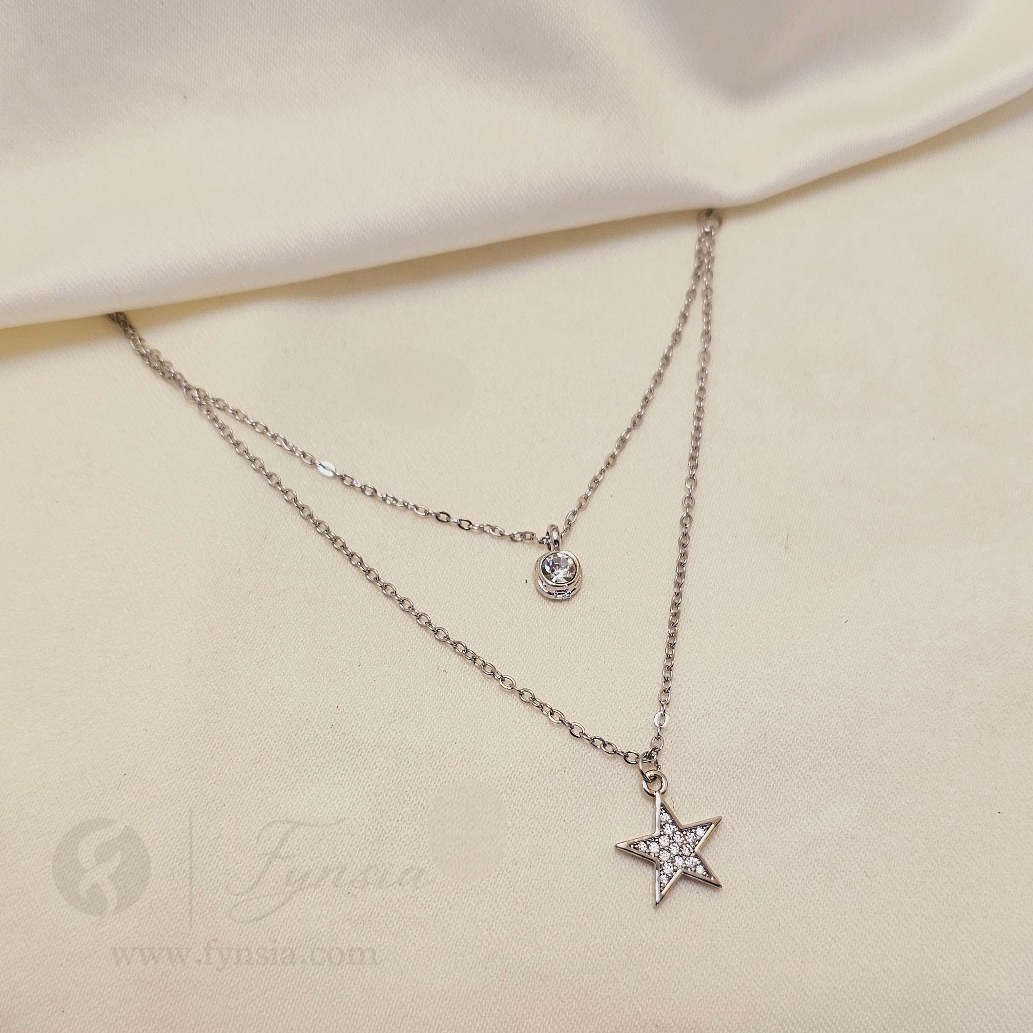 Star Dual Layered Neckchain – Silver Tone Stainless Steel | Fynsia