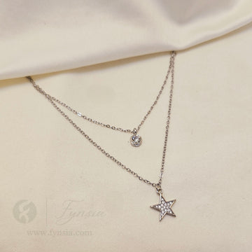 Star Dual Layered Neckchain – Silver Tone Stainless Steel | Fynsia
