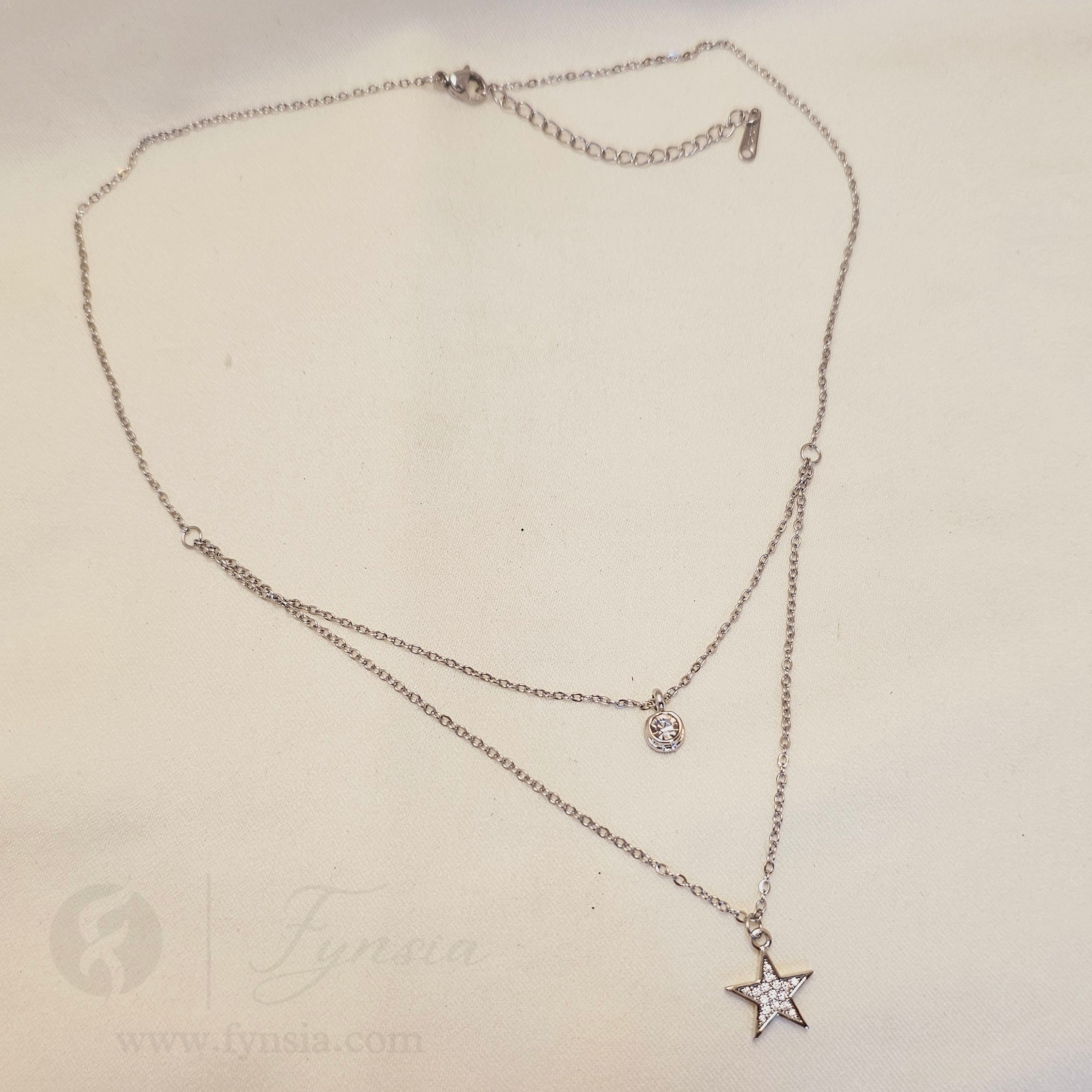 Star Dual Layered Neckchain – Silver Tone Stainless Steel | Fynsia