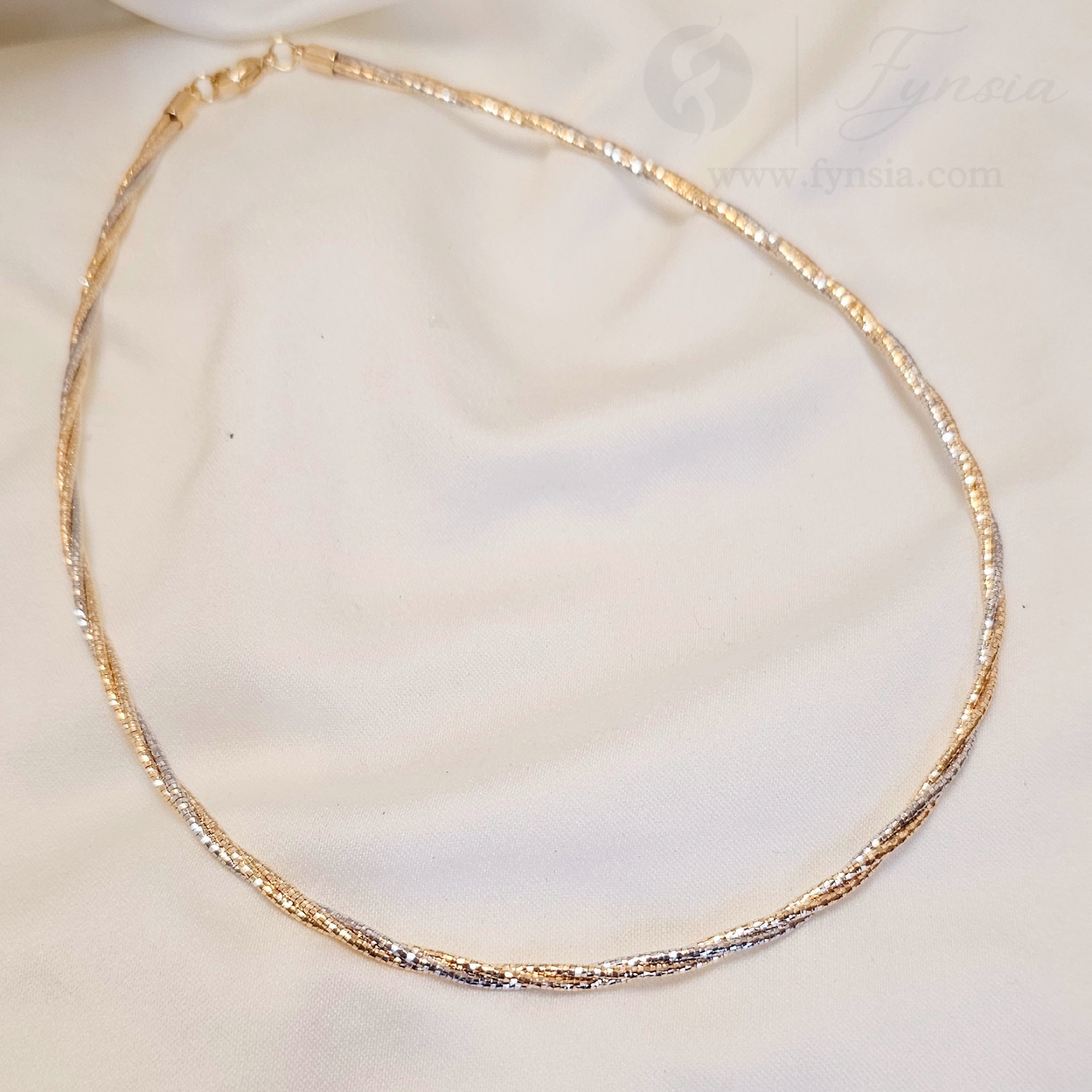 Xuping 2-Layer Twisted Neckchain - Demi-Fine Jewelry - 2 Tone Plating | Fynsia