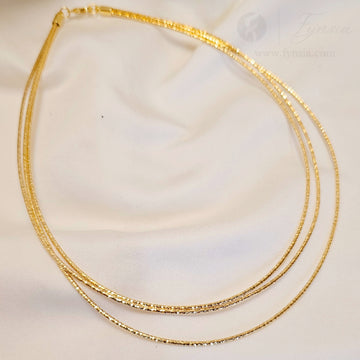 Xuping 3-Layer Herringbone Gold Tone Neckchain – Demi-Fine Jewelry | Fynsia -