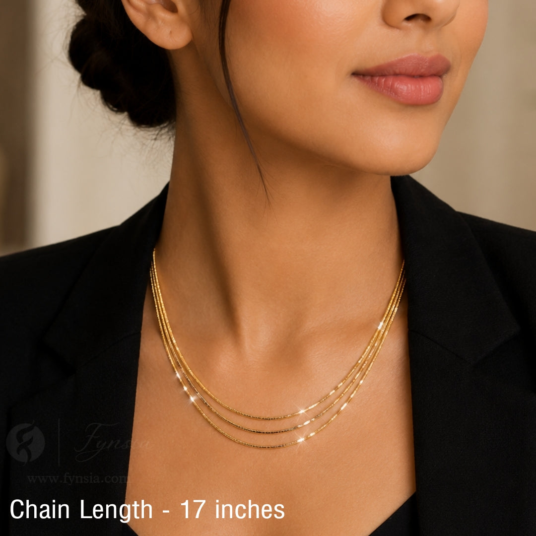 Xuping 3-Layer Herringbone Gold Tone Neckchain – Demi-Fine Jewelry | Fynsia -