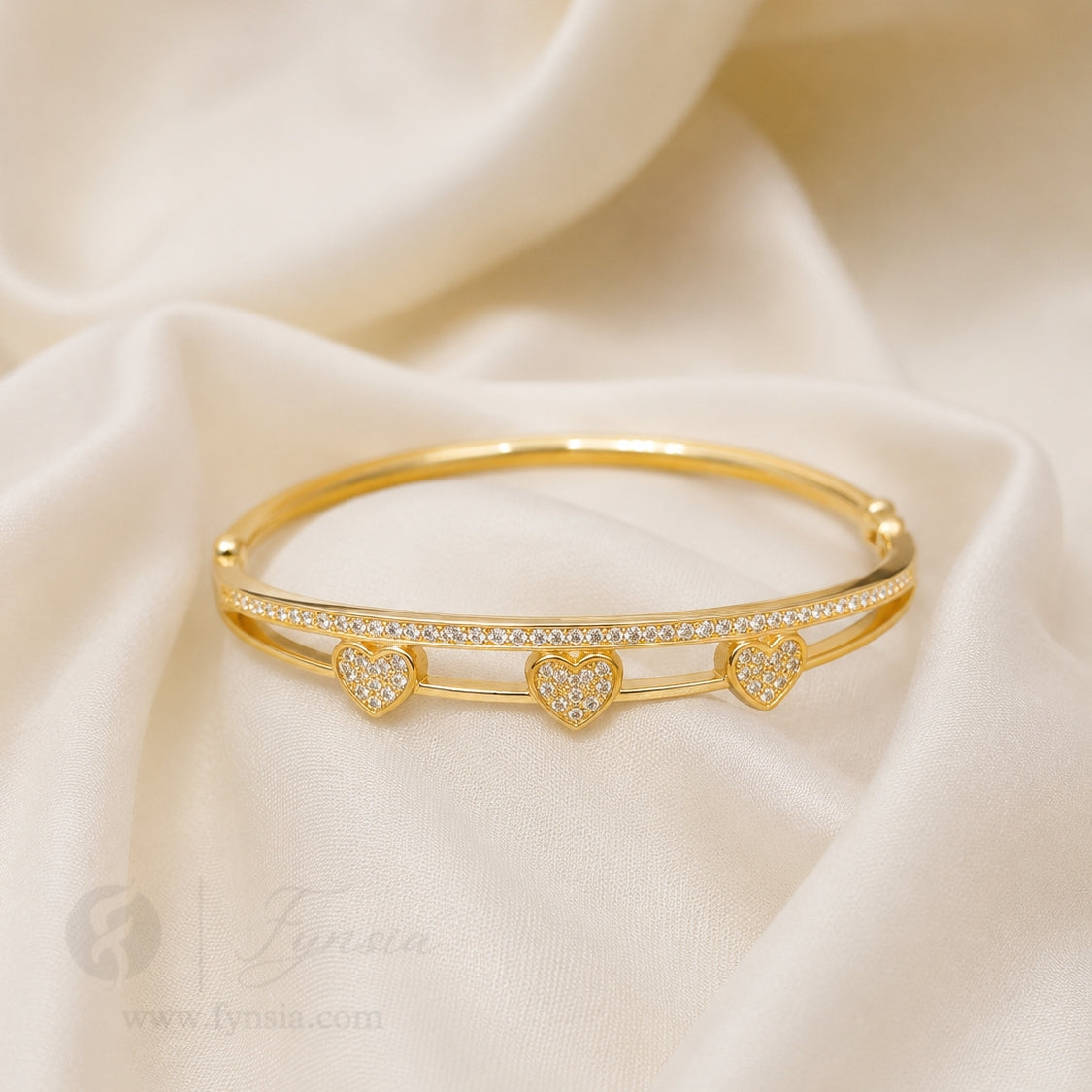 Hearts Anti Tarnish Bracelet – Stainless Steel Kada | Fynsia