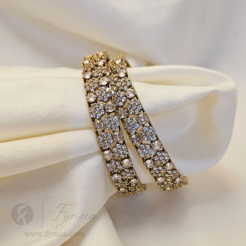 Zehra Antique Tone 2pc American Diamond Bangles | Occational Wear bangles | Fynsia