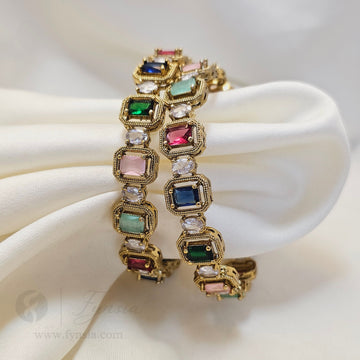 Premium Multi Antique Tone 2pc Bangles | Occational Wear bangles | Fynsia