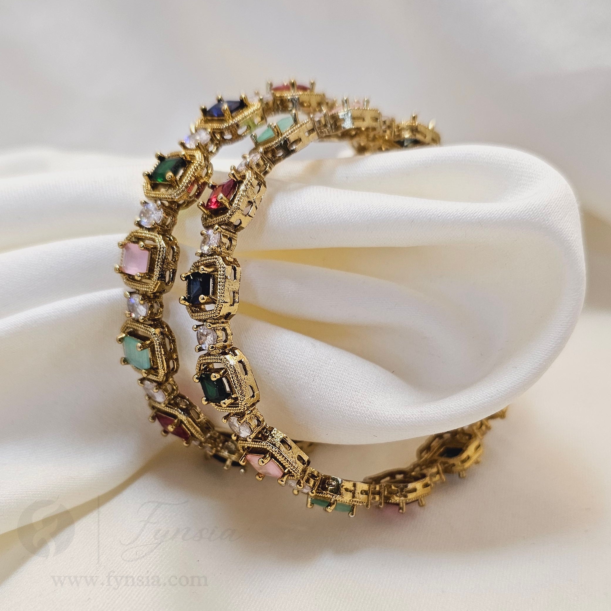 Premium Multi Antique Tone 2pc Bangles | Occational Wear bangles | Fynsia