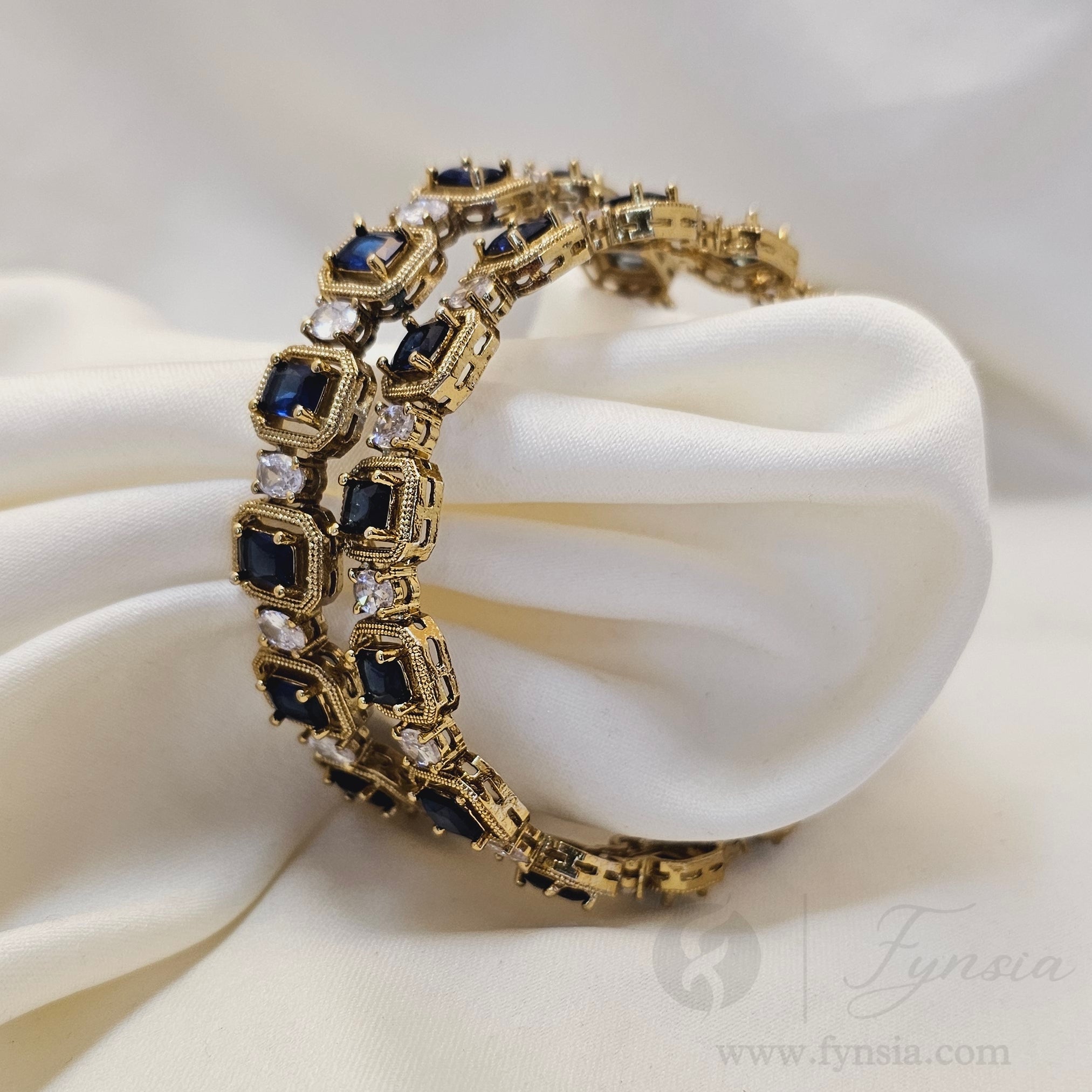 Premium Blue Antique Tone 2pc Bangles | Occational Wear bangles | Fynsia