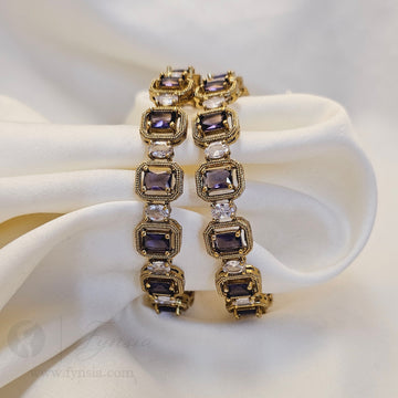 Premium Violet Antique Tone 2pc Bangles | Occational Wear bangles | Fynsia