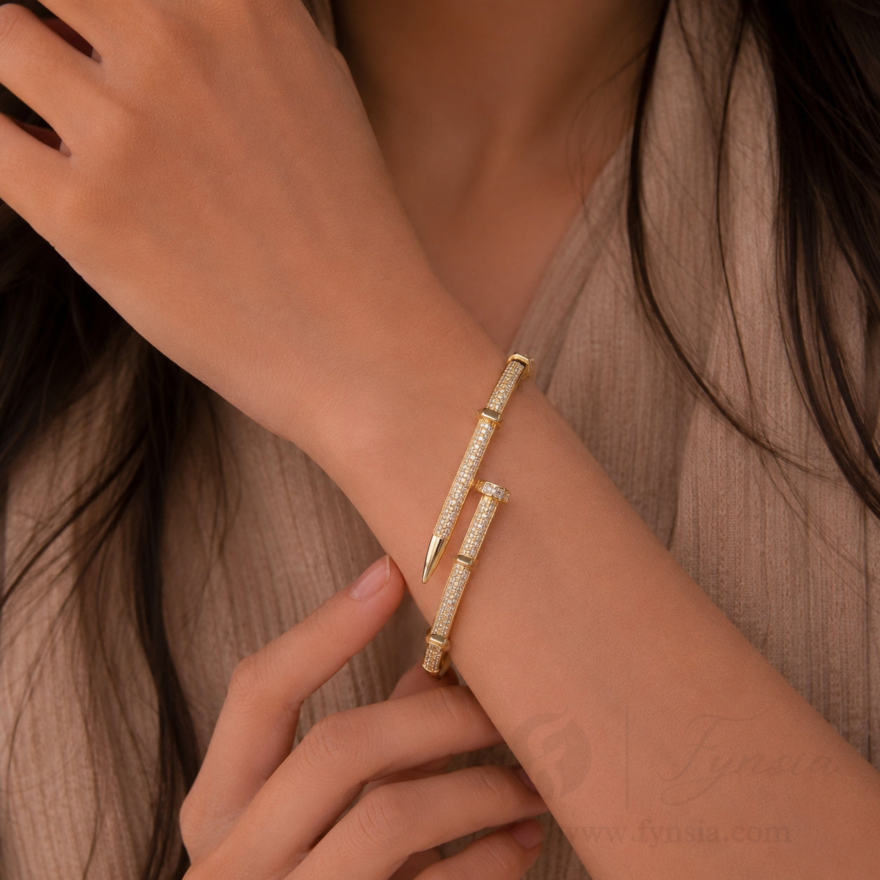 Nail Stud Anti Tarnish Bracelet – Stainless Steel Kada | Fynsia