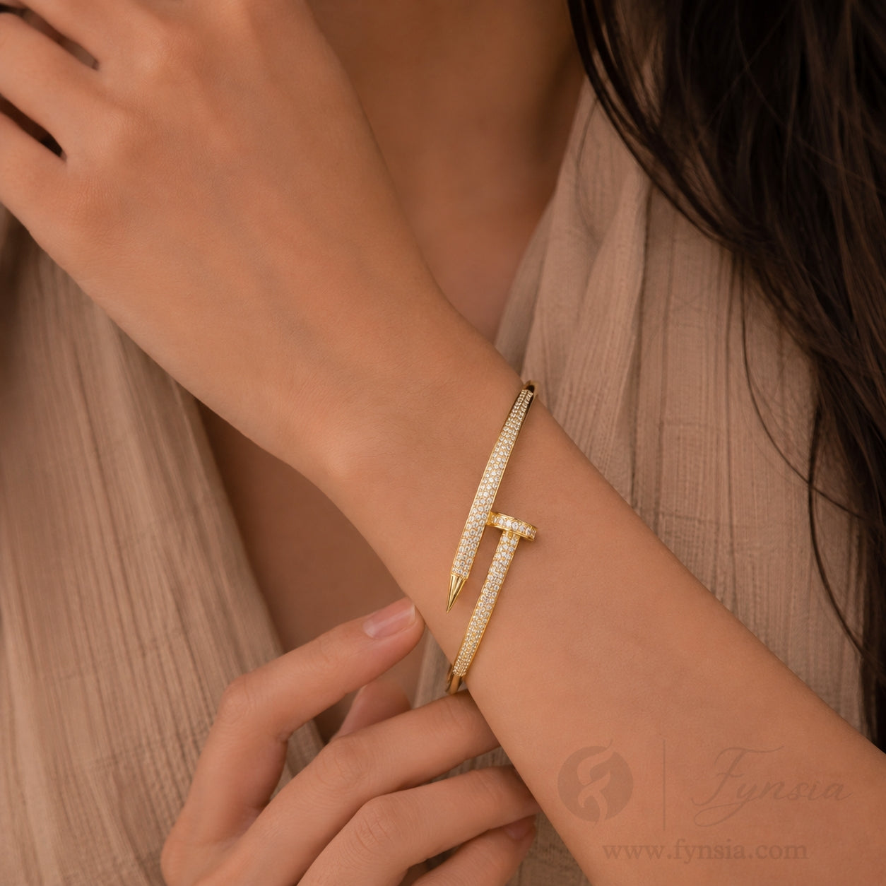 Zirconia Nail Anti Tarnish Bracelet – Stainless Steel Kada | Fynsia