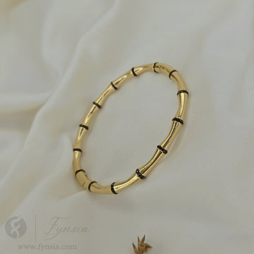 Black Zirconia Bamboo Kada - Anti Tarnish Bracelet – Stainless Steel Kada | Fynsia
