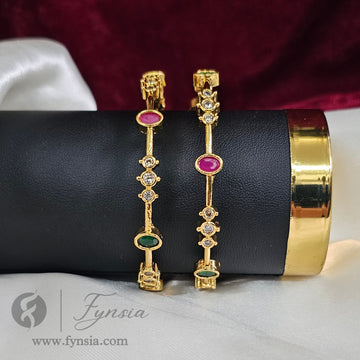 Mounika Antique Gold Tone 2pc Bangles | Occational Wear bangles | Fynsia