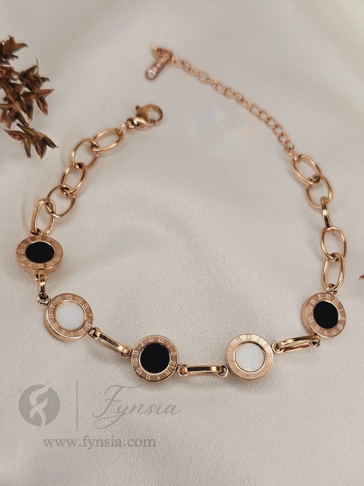 Vidhi Rose Gold Stainless Steel Adjustable Bracelet - Anti Tarnish | Fynsia