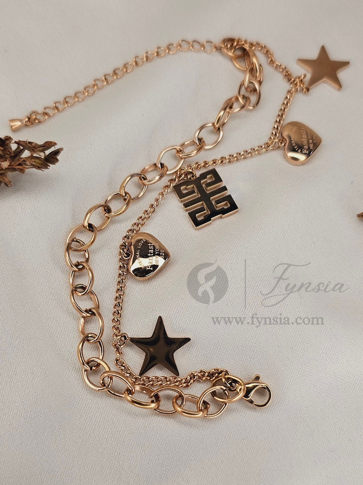Zaisha Rose Gold Stainless Steel Adjustable Bracelet - Anti Tarnish | Fynsia
