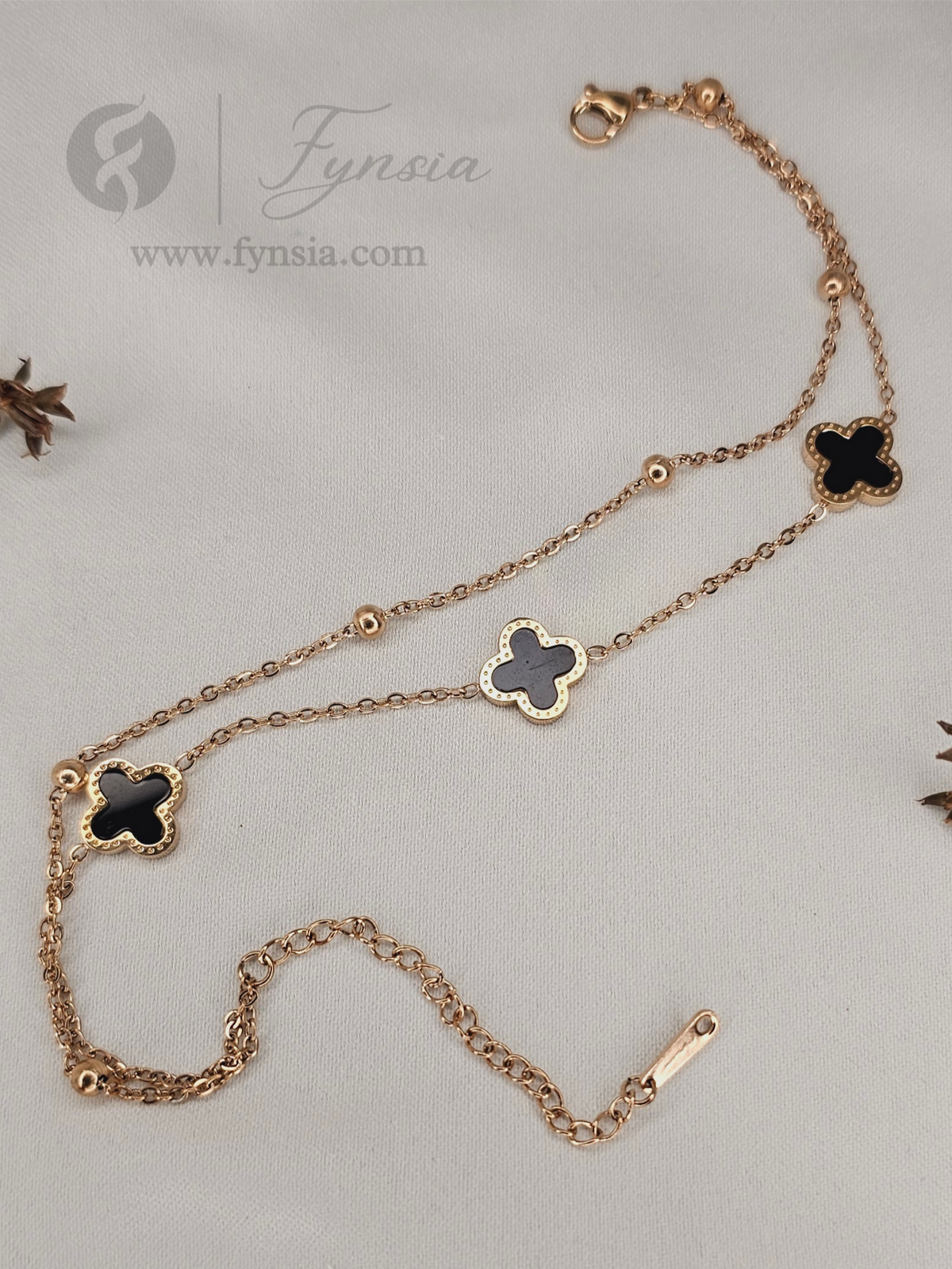 Claire Rose Gold Stainless Steel Adjustable Bracelet - Anti Tarnish | Fynsia
