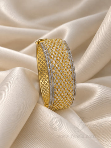 Radhika Diamond Kada – Gold Finish Bracelet | Fynsia
