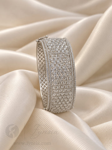 Misha Diamond Kada – Silver Finish Bracelet | Fynsia