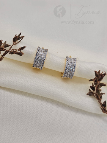 Reet Premium Zirconia Golden Earring Studs | Anti-Tarnish - Daily Wear |  Fynsia