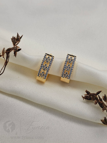 Geeta Premium Zirconia Golden Earring Studs | Anti-Tarnish - Daily Wear |  Fynsia