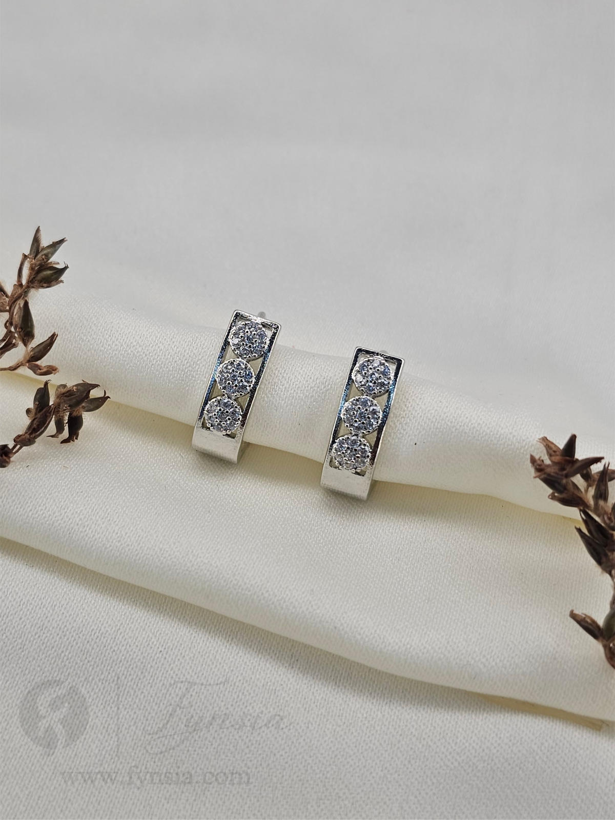 Mina Premium Zirconia Silver Earring Studs | Anti-Tarnish - Daily Wear |  Fynsia