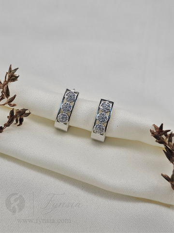 Mina Premium Zirconia Silver Earring Studs | Anti-Tarnish - Daily Wear |  Fynsia