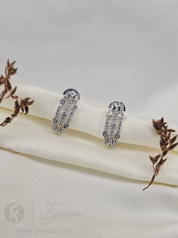 Vanya Premium Zirconia Silver Earring Studs | Anti-Tarnish - Daily Wear |  Fynsia
