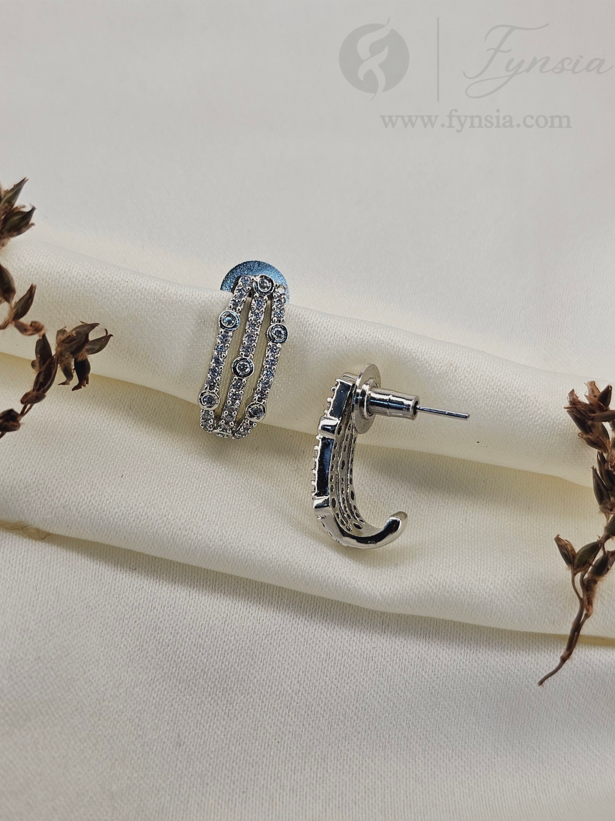 Vanya Premium Zirconia Silver Earring Studs | Anti-Tarnish - Daily Wear |  Fynsia