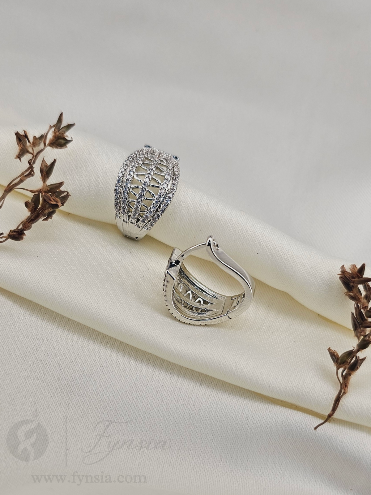 Vina Premium Zirconia Silver Earring Studs | Anti-Tarnish - Daily Wear |  Fynsia