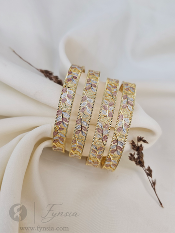Rubina Golden 2 tone 4pc Bangles | Occasional Wear bangles | Fynsia